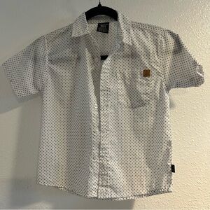 American Hawk White Polka Dot Button Down Shirt Size 6